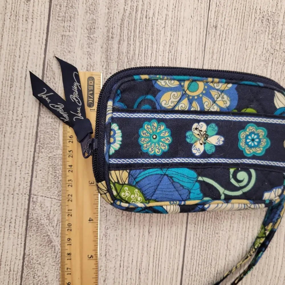 Vera Bradley Mod Floral Blue Small Wristlet, EUC